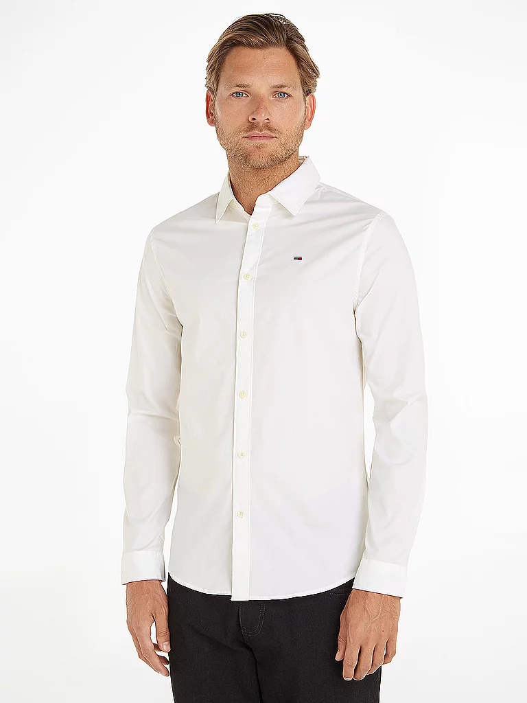 Tommy Jeans Chemise à Manches Longues Original Stretch Slim Fit Classic White M Homme 3